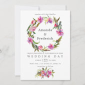 ヴィンテージピンクピーニーズウォーターカラー結婚式招待状 招待状 (正面)