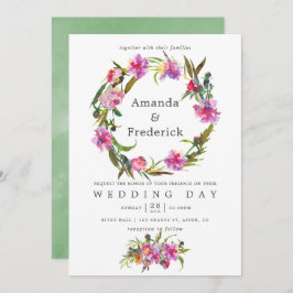 ヴィンテージピンクピーニーズウォーターカラー結婚式招待状 招待状