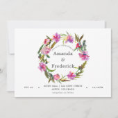 ヴィンテージピンクピーニーズウォーターカラー結婚式招待状 招待状 (正面)