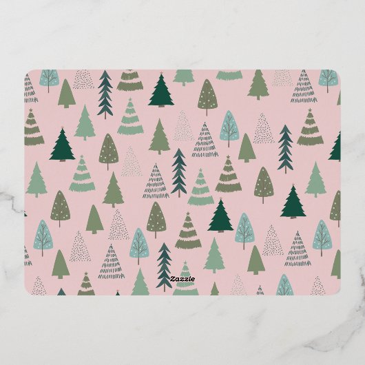 ヴィンテージピンクファームトラッククリスマスツリーホワイト 箔シーズンカード (裏面)