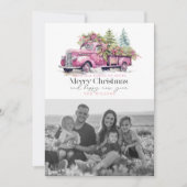 ヴィンテージピンクファームトラッククリスマスツリー写真 シーズンカード (正面)