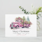 ヴィンテージピンクファームトラッククリスマスツリー シーズンカード (スタンド正面)