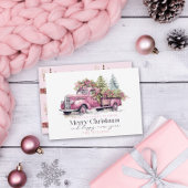 ヴィンテージピンクファームトラッククリスマスツリー シーズンカード