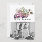 ヴィンテージピンクファームトラックバームクリスマスフォト シーズンカード (正面)