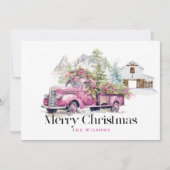 ヴィンテージピンクファームトラックバーンマウンテンクリスマス シーズンカード (正面)