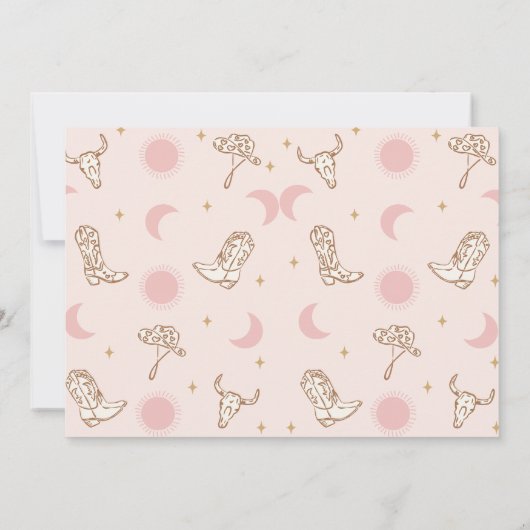 ヴィンテージピンクフォト女性のカーボーイファーストロデオ誕生日 招待状 (裏面)