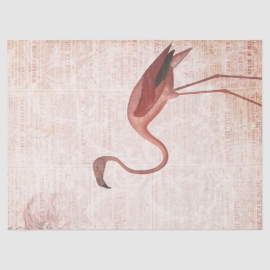 ヴィンテージピンクフラミンゴの切り離 薄葉紙 (正面)