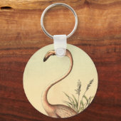 ヴィンテージピンクフラミンゴイラストレーション キーホルダー (正面)