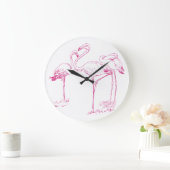 ヴィンテージピンクフラミンゴスケッチ ラージ壁時計 (ホーム)