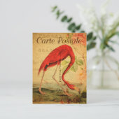 ヴィンテージピンクフラミンゴフローラフランスのカルテポストエール ポストカード (スタンド正面)