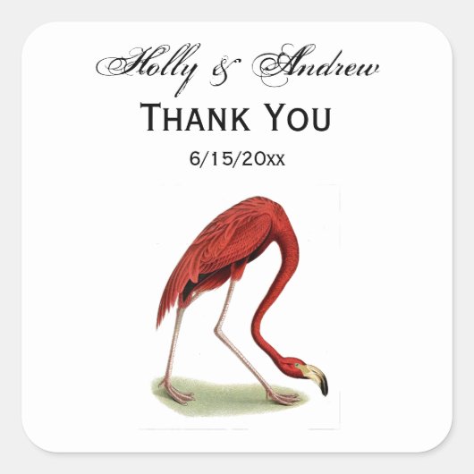 ヴィンテージピンクフラミンゴ#1 スクエアシール (正面)