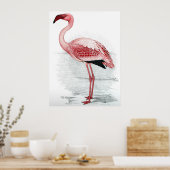 ヴィンテージピンクフラミ絵画ンゴ ポスター (キッチン)