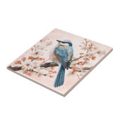 ヴィンテージピンクフラワーズバードフローラ&ファインダアート タイル (側面)