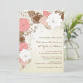 ヴィンテージピンクフラワーズ春の結婚式招待状 招待状 (スタンド正面)