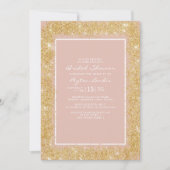 ヴィンテージピンクフラワーズ金ゴールドグリッターブライダルシャワー 招待状 (正面)