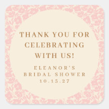 ヴィンテージピンクフラワーブライダルシャワーカスタムサンクス