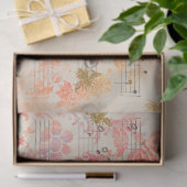 ヴィンテージピンクフラワーミュージックハニービーティッシュペーパー 薄葉紙 (ギフト)