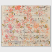 ヴィンテージピンクフラワーミュージックハニービー ラッピングペーパー (フラット)