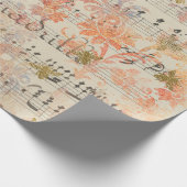 ヴィンテージピンクフラワーミュージックハニービー ラッピングペーパー (角)