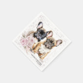 ヴィンテージピンクフランスのフローラブルドッグドッグ結婚ズ スタンダードカクテルナプキン (角)