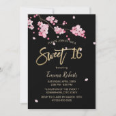 ヴィンテージピンクフローラさくらんぼブロッサム桜スウィート16 招待状 (正面)