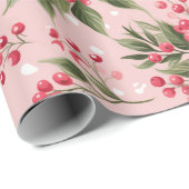 ヴィンテージピンクフローラと果実 ラッピングペーパー (ロールコーナー)