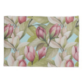 ヴィンテージピンクフローラと葉パターン 枕カバー (裏面-左)