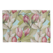 ヴィンテージピンクフローラと葉パターン 枕カバー (正面左)