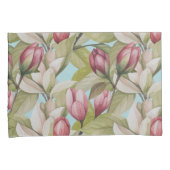 ヴィンテージピンクフローラと葉パターン 枕カバー (正面右)