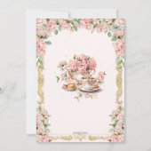 ヴィンテージピンクフローラアフタヌーンティーパーティー誕生日 招待状 (裏面)