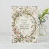 ヴィンテージピンクフローラアールヌーボー結婚ズ 招待状 (スタンド正面)