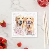 ヴィンテージピンクフローライエローラブラドールドッグ結婚ズ スタンダードカクテルナプキン (インサイチュ)