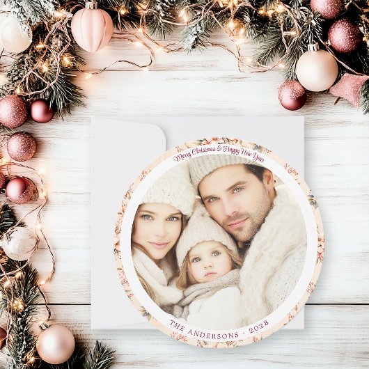 ヴィンテージピンクフローラカスタマイズ可能フラット シーズンカード