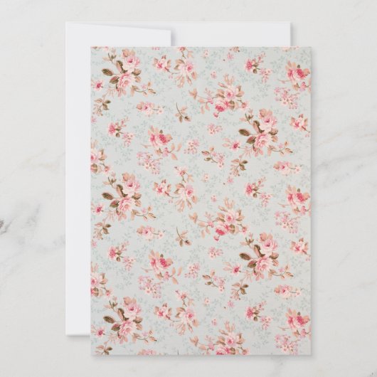 ヴィンテージピンクフローラガーデンパーティーブライダルシャワー 招待状 (裏面)