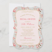 ヴィンテージピンクフローラガーデンパーティーブライダルシャワー 招待状 (正面)