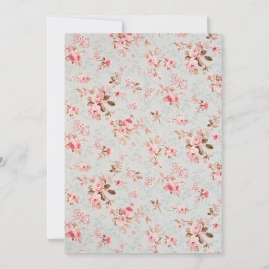 ヴィンテージピンクフローラガーデンパーティー50誕生日 招待状 (裏面)