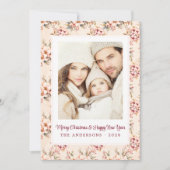 ヴィンテージピンクフローラクリスマスカスタマイズ可能フラット シーズンカード (正面)