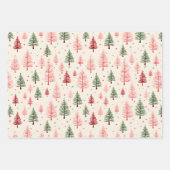 ヴィンテージピンクフローラクリスマス ラッピングペーパーシート (正面3)