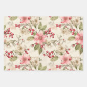 ヴィンテージピンクフローラクリスマス ラッピングペーパーシート (正面2)