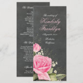 ヴィンテージピンクフローラシャルボード結婚式 プログラム (正面/裏面)