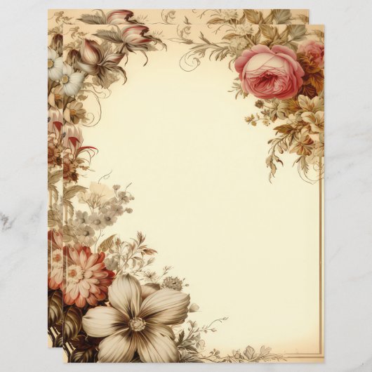 ヴィンテージピンクフローラジャンクジャーナルひな形 (正面/裏面)