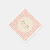 ヴィンテージピンクフローラスクリプトブライダルシャワーカスタム スタンダードカクテルナプキン (角)