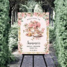 ヴィンテージピンクフローラハイティーパーティーブライダルシャワー