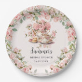 ヴィンテージピンクフローラハイティーパーティーブライダルシャワー ペーパープレート (正面)