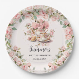 ヴィンテージピンクフローラハイティーパーティーブライダルシャワー ペーパープレート
