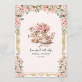 ヴィンテージピンクフローラハイティーパーティーブライダルシャワー メニュー (裏面)