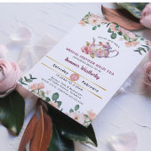 ヴィンテージピンクフローラハイティーパーティーブライダルシャワー 招待状