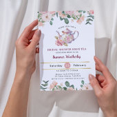 ヴィンテージピンクフローラハイティーパーティーブライダルシャワー 招待状