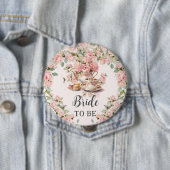 ヴィンテージピンクフローラハイティーパーティーブライダルシャワー 缶バッジ (インサイチュ)