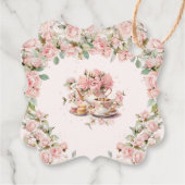 ヴィンテージピンクフローラハイティーパーティー赤ちゃんシャワー フェイバータグ (裏面)